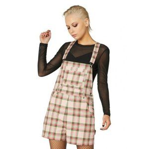 DANGERFIELD Spring Tartan Pink Plaid Check Print Overall Playsuit Romper